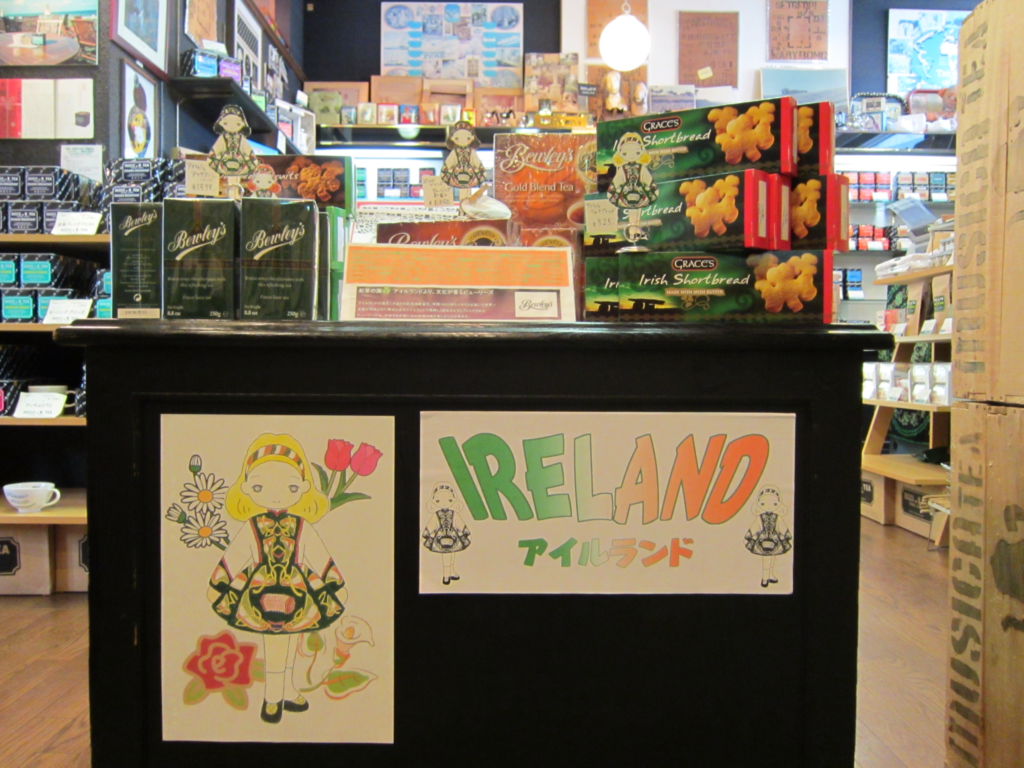 アイルランド音楽の演奏会用ディスプレイ。堂島ムジカにて。